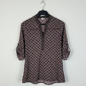 Antilia Femme Tunic Blouse Geometric Mandala Print 3/4 Tab Sleeves Woman‎ Small